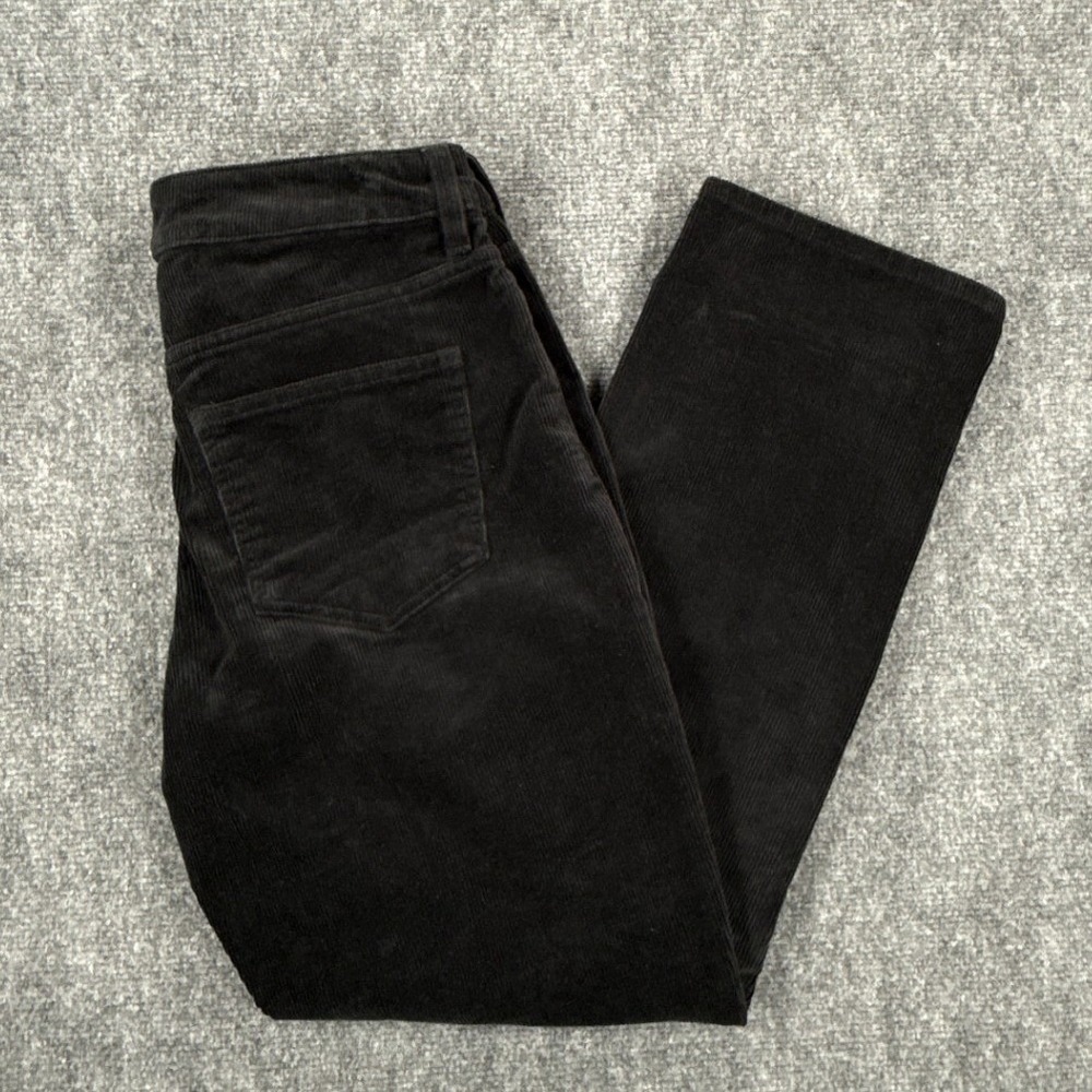 Quince Corduroy Pants Womens 6 Black Organic Cotton Stretch Straight Leg